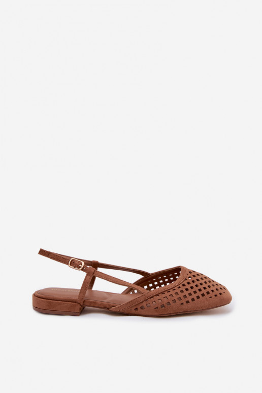 Bailarinas caladasde gamuza ecológicau color marrón Farivelle