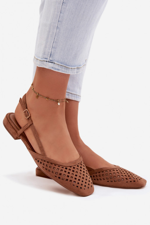 Bailarinas caladasde gamuza ecológicau color marrón Farivelle