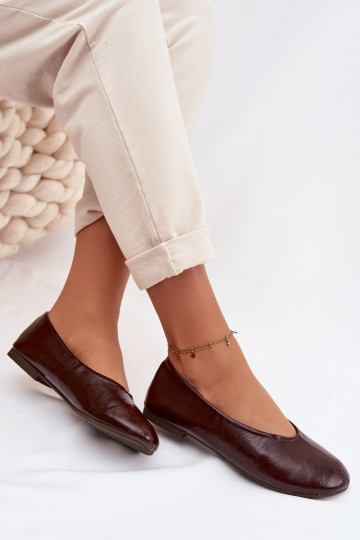 Bailarinas lacadas de cuero ecológico CzekoladoAe Selanora