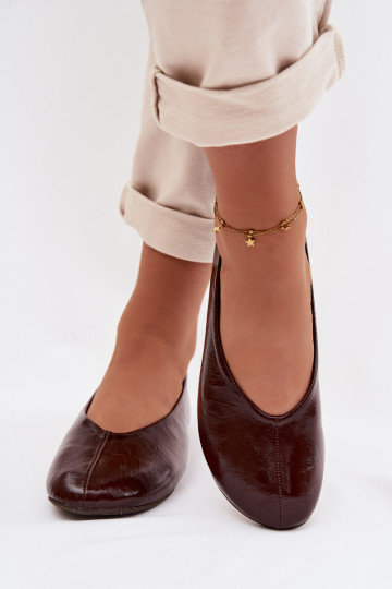 Bailarinas lacadas de cuero ecológico CzekoladoAe Selanora 2