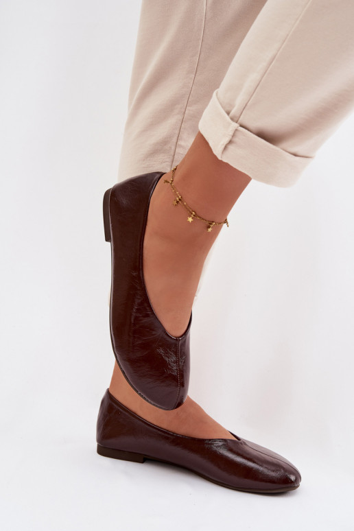 Bailarinas lacadas de cuero ecológico CzekoladoAe Selanora