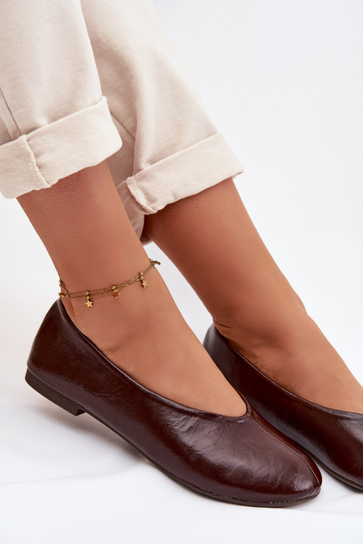 Bailarinas lacadas de cuero ecológico CzekoladoAe Selanora