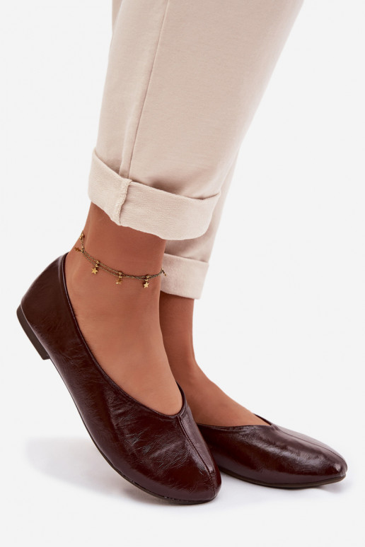 Bailarinas lacadas de cuero ecológico CzekoladoAe Selanora