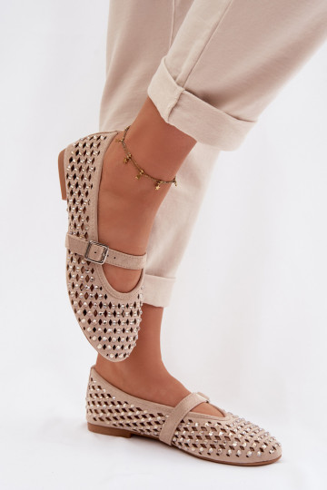 bailarinas Femenino con elementos calados con ojos centelleantes I Tirasem beige ENilvessa