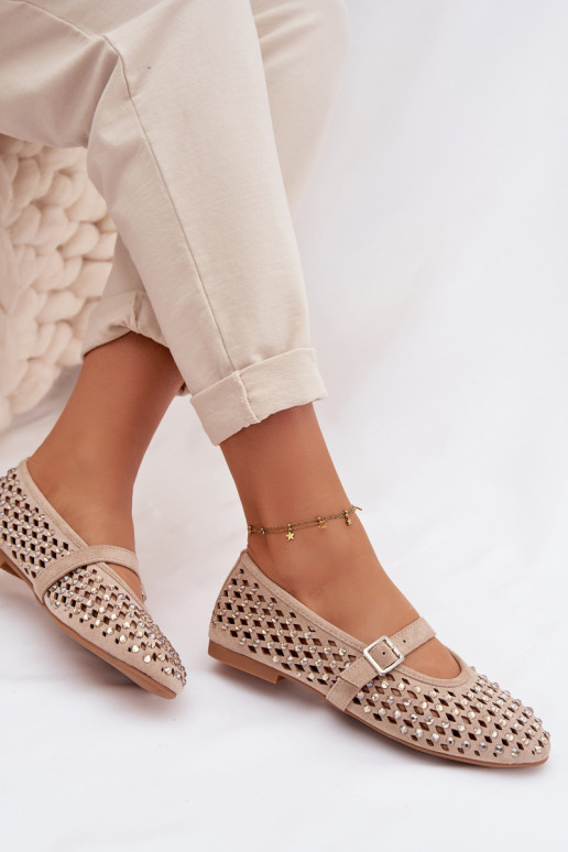 bailarinas Femenino con elementos calados con ojos centelleantes I Tirasem beige ENilvessa