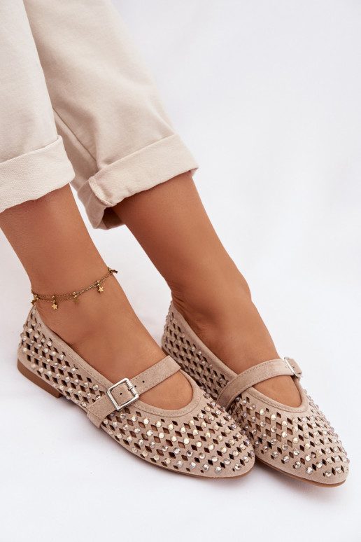 bailarinas Femenino con elementos calados con ojos centelleantes I Tirasem beige ENilvessa