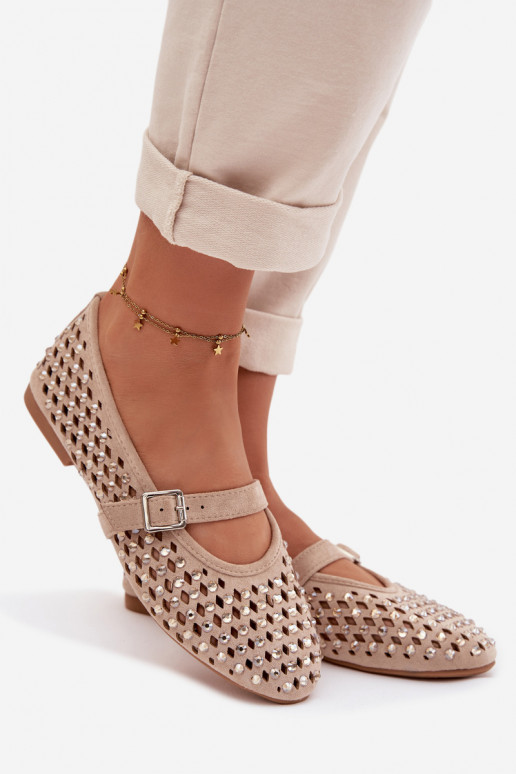 bailarinas Femenino con elementos calados con ojos centelleantes I Tirasem beige ENilvessa