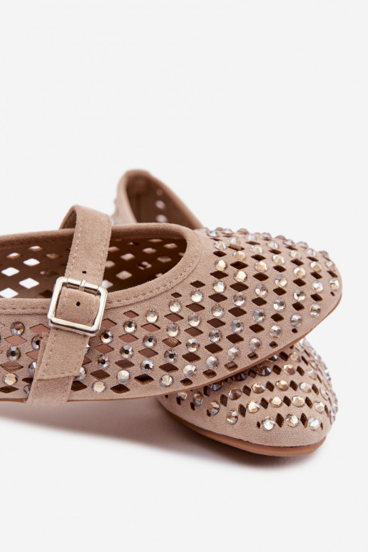 bailarinas Femenino con elementos calados con ojos centelleantes I Tirasem beige ENilvessa