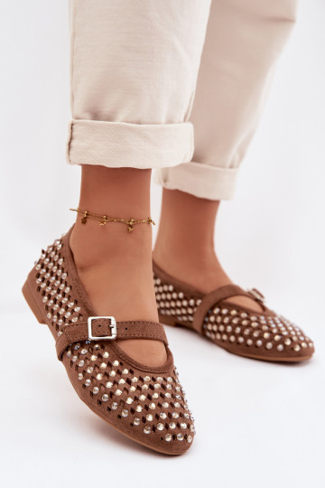 bailarinas Femenino con elementos calados con ojos centelleantes I Tirasem color marrón ENilvessa