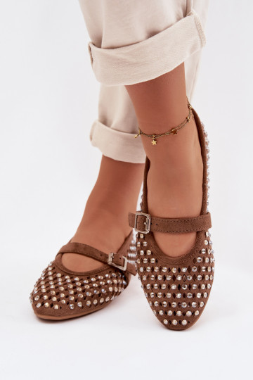 bailarinas Femenino con elementos calados con ojos centelleantes I Tirasem color marrón ENilvessa 2