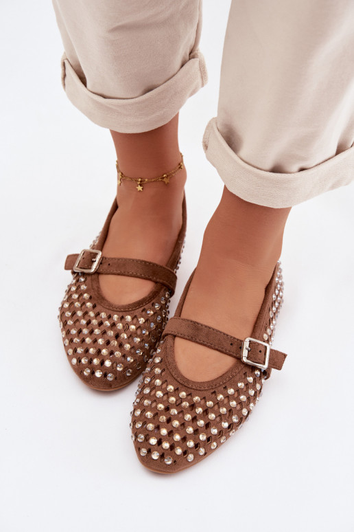 bailarinas Femenino con elementos calados con ojos centelleantes I Tirasem color marrón ENilvessa