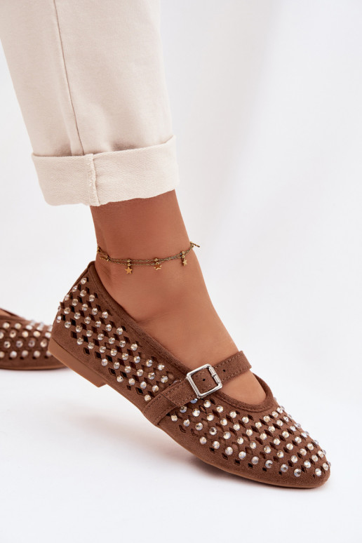 bailarinas Femenino con elementos calados con ojos centelleantes I Tirasem color marrón ENilvessa