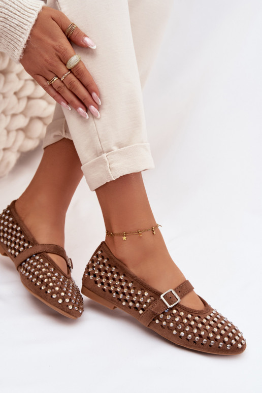 bailarinas Femenino con elementos calados con ojos centelleantes I Tirasem color marrón ENilvessa