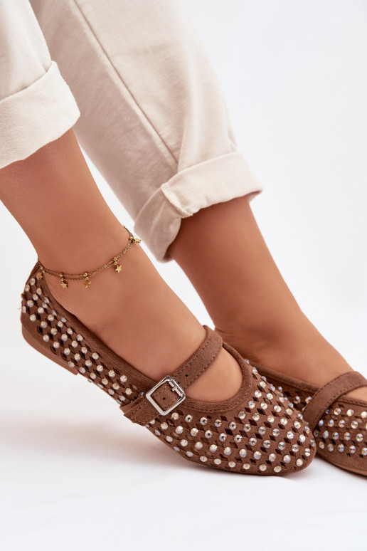 bailarinas Femenino con elementos calados con ojos centelleantes I Tirasem color marrón ENilvessa