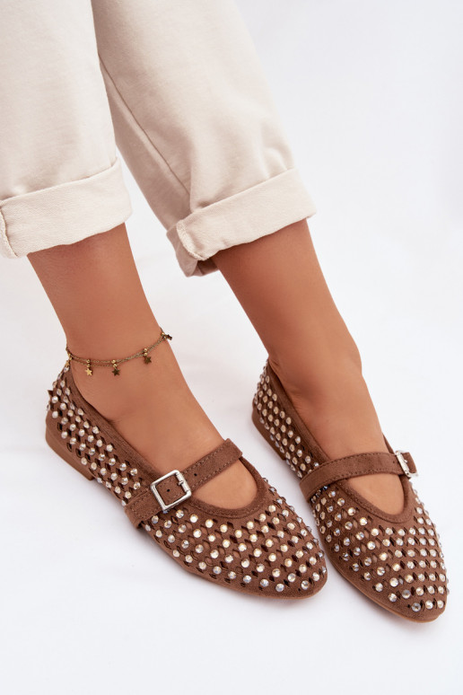 bailarinas Femenino con elementos calados con ojos centelleantes I Tirasem color marrón ENilvessa