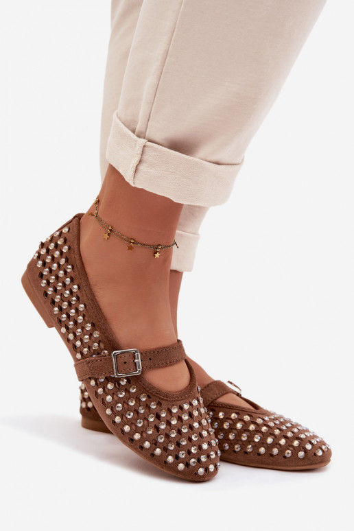 bailarinas Femenino con elementos calados con ojos centelleantes I Tirasem color marrón ENilvessa