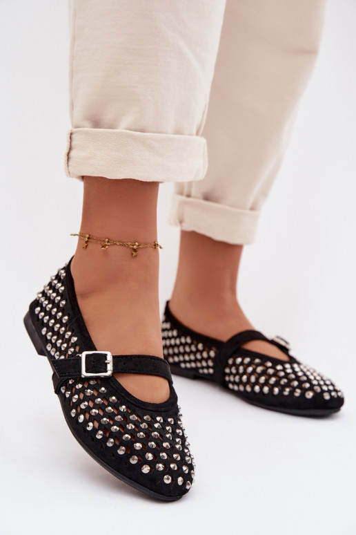 bailarinas Femenino con elementos calados con ojos centelleantes I Tirasem de color negro ENilvessa