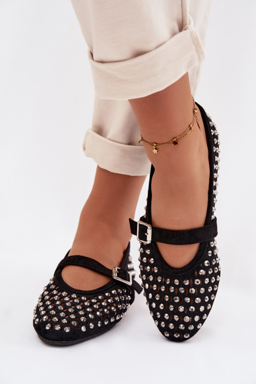 bailarinas Femenino con elementos calados con ojos centelleantes I Tirasem de color negro ENilvessa