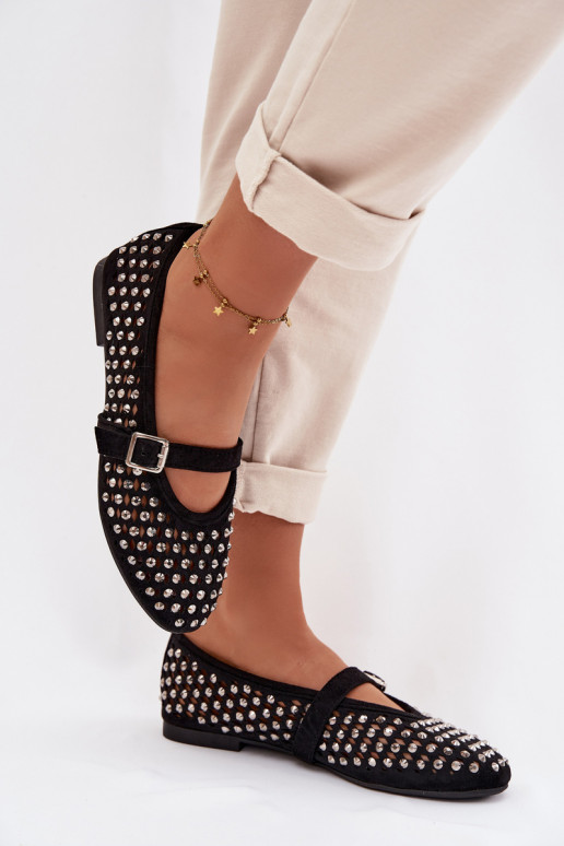 bailarinas Femenino con elementos calados con ojos centelleantes I Tirasem de color negro ENilvessa