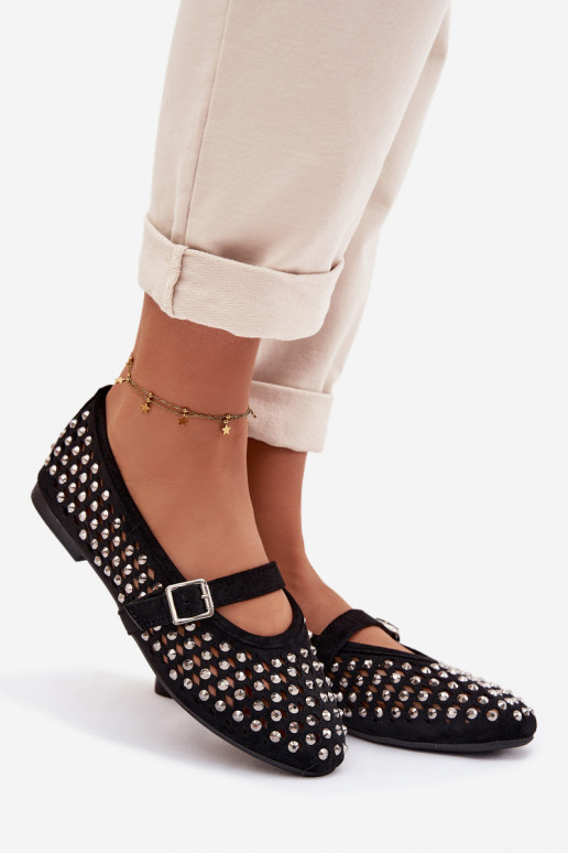 bailarinas Femenino con elementos calados con ojos centelleantes I Tirasem de color negro ENilvessa