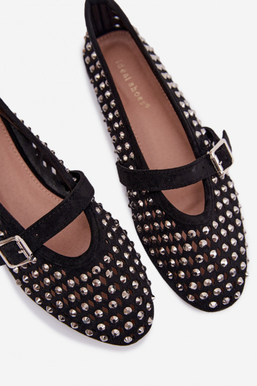 bailarinas Femenino con elementos calados con ojos centelleantes I Tirasem de color negro ENilvessa