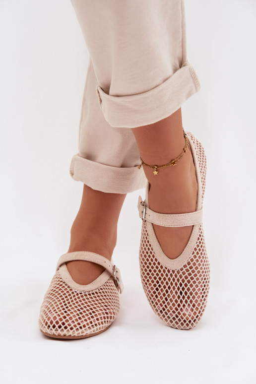 red bailarinas con correas color marfil Pherina