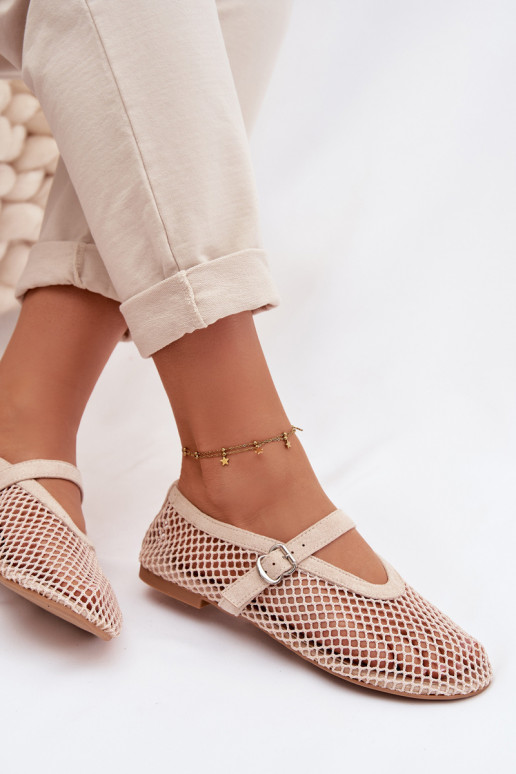 red bailarinas con correas color marfil Pherina