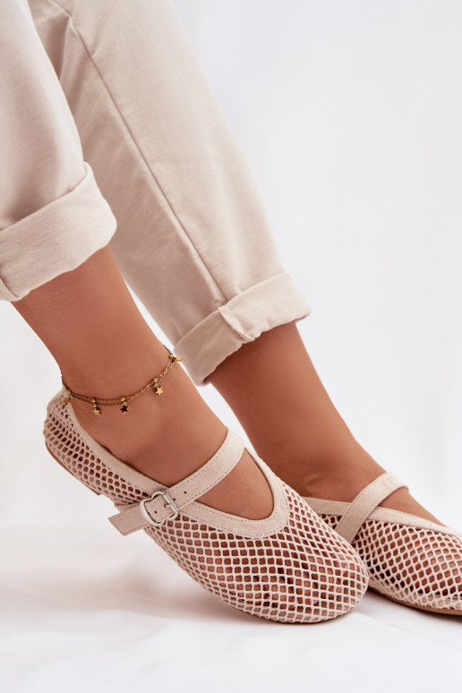 red bailarinas con correas color marfil Pherina