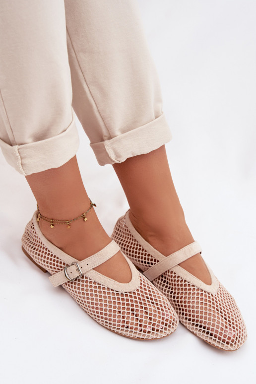 red bailarinas con correas color marfil Pherina