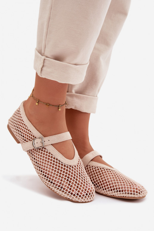 red bailarinas con correas color marfil Pherina