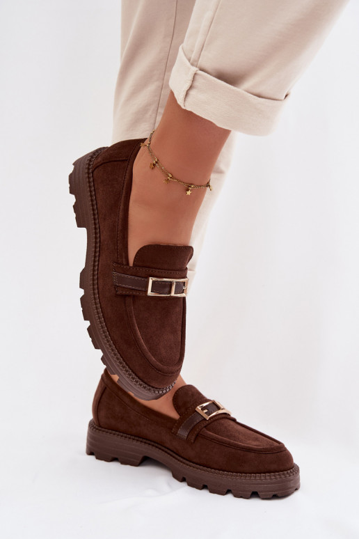 mocasines de mujer con hebillas doradas CzekoladoAe Mirelva