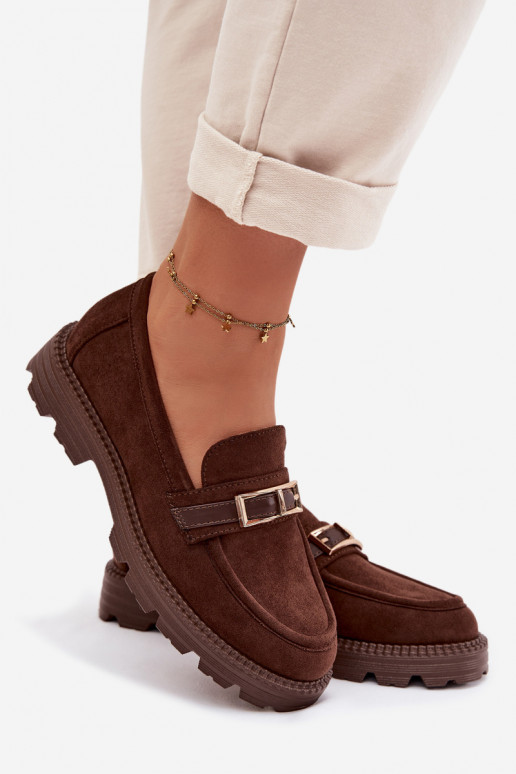 mocasines de mujer con hebillas doradas CzekoladoAe Mirelva