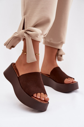 Chanclas con plataforma color chocolate Liorisse 2