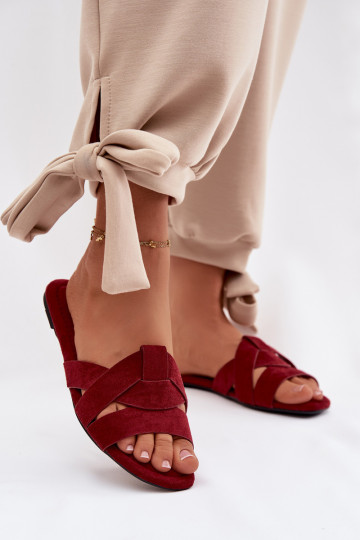 Chanclas planas con tiras color burdeos Pavelle