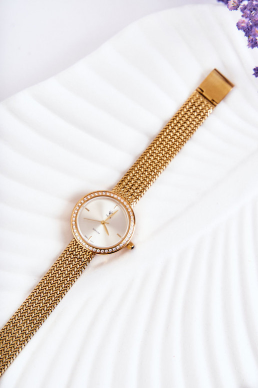 reloj de mujer GG Luxe color dorado Con escudo plateado