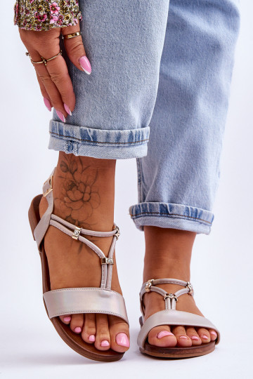 Sandalias planas para mujer. S.Barski KV-541-120 color dorado