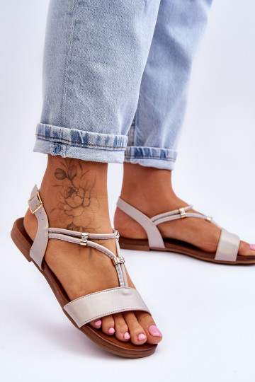 Sandalias planas para mujer. S.Barski KV-541-120 color dorado 2