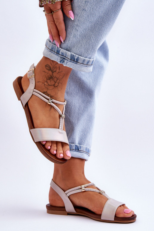 Sandalias planas para mujer. S.Barski KV-541-120 color dorado