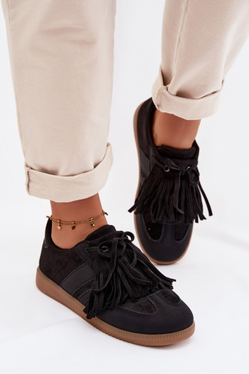 Zapatillas deportivas para mujer con flecos color negro Dorivelle