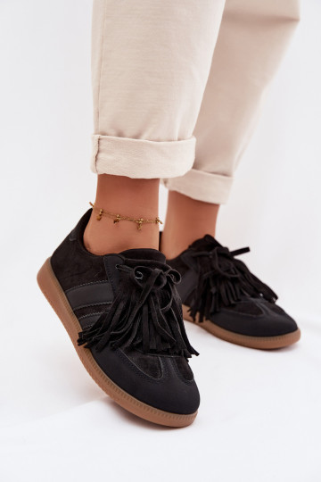 Zapatillas deportivas para mujer con flecos color negro Dorivelle 2