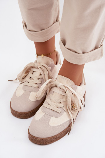 Zapatillas deportivas para mujer con elementos decorativos color arena Kalirina