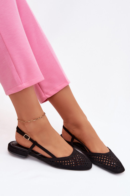 Bailarinas caladasde gamuza ecológicau de color negro Farivelle