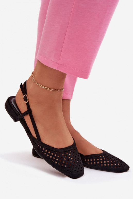 Bailarinas caladasde gamuza ecológicau de color negro Farivelle