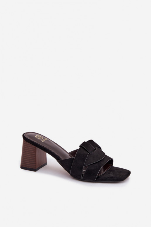 Zapatillas de mujer con tacones y tiras de ante sintético, color negro, Corivelle