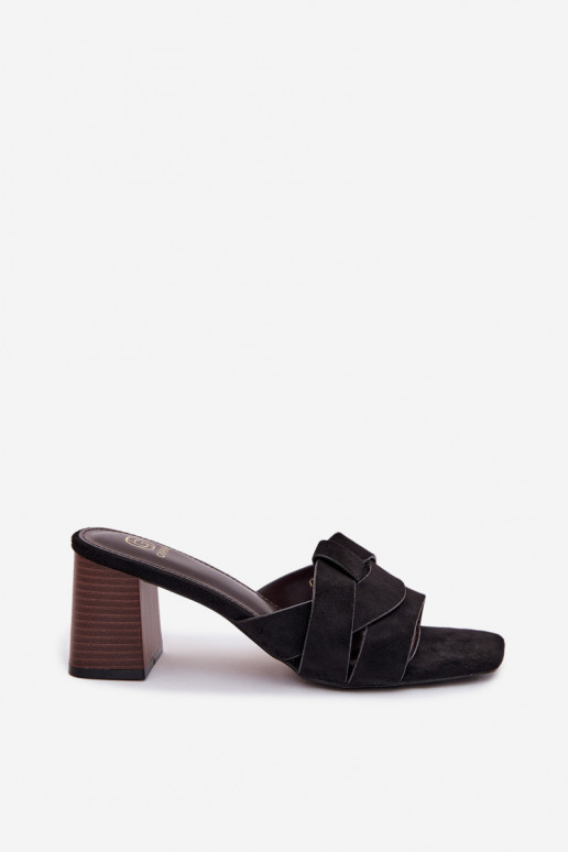 Zapatillas de mujer con tacones y tiras de ante sintético, color negro, Corivelle