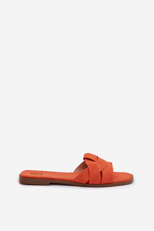 Zapatillas apartamento de mujeres con rayas de gamuza ecológicaoAe color naranja Florane