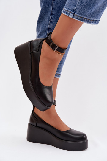 Zapatos de mujer color negro con plataforma y tiras Belvissa