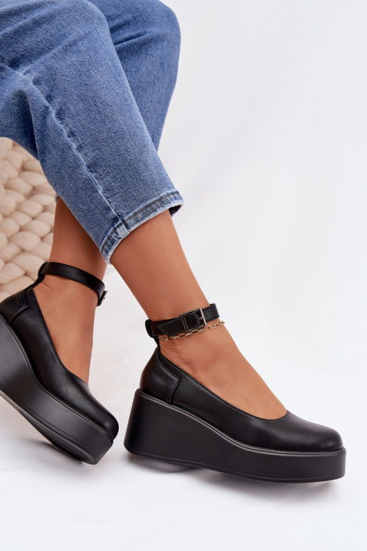 Zapatos de mujer color negro con plataforma y tiras Belvissa