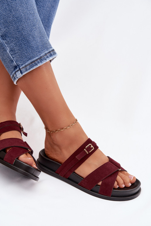 zapatillas de mujer con rayas I Złotą con hebillas borgoña Selorina