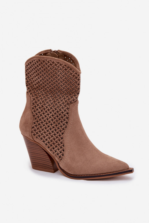 con elementos calados Botas de mujer beige Rivorina